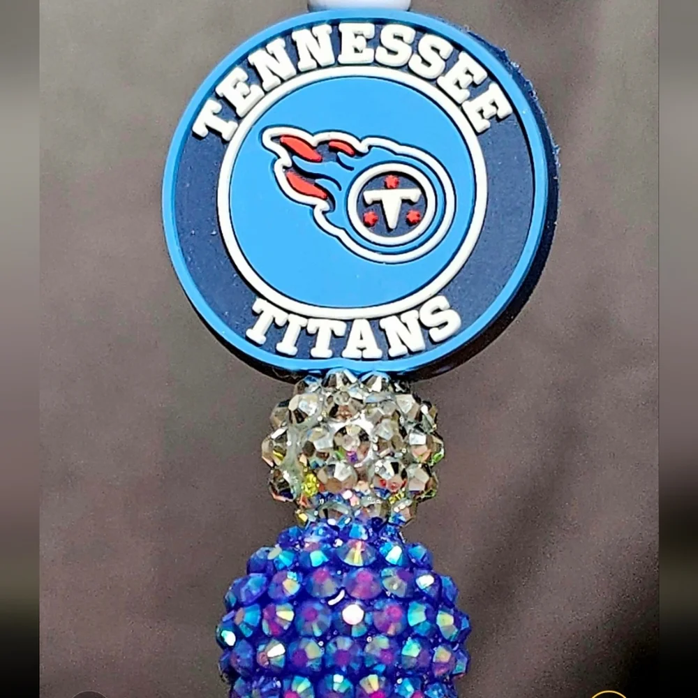 NFL Tennessee Titans Sparkly/Blingy Custom Created Super Fan Beaded Pen
